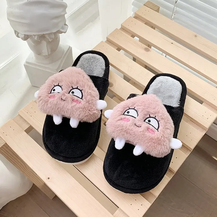Autumn and Winter Household Ladies Cotton Slippers Cute Cartoon Decoration Comfortable Slippers Female Furry Slippers Female