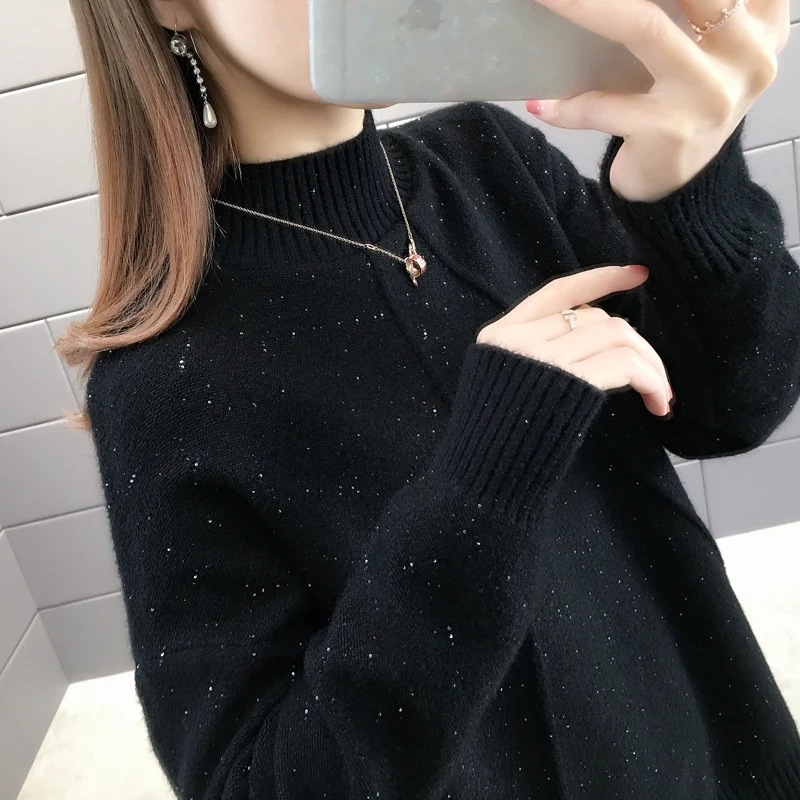 

Room 151473 on the top of the 3 row 4 】 make half a turtle neck sequins turtleneck sweater [1017] 52