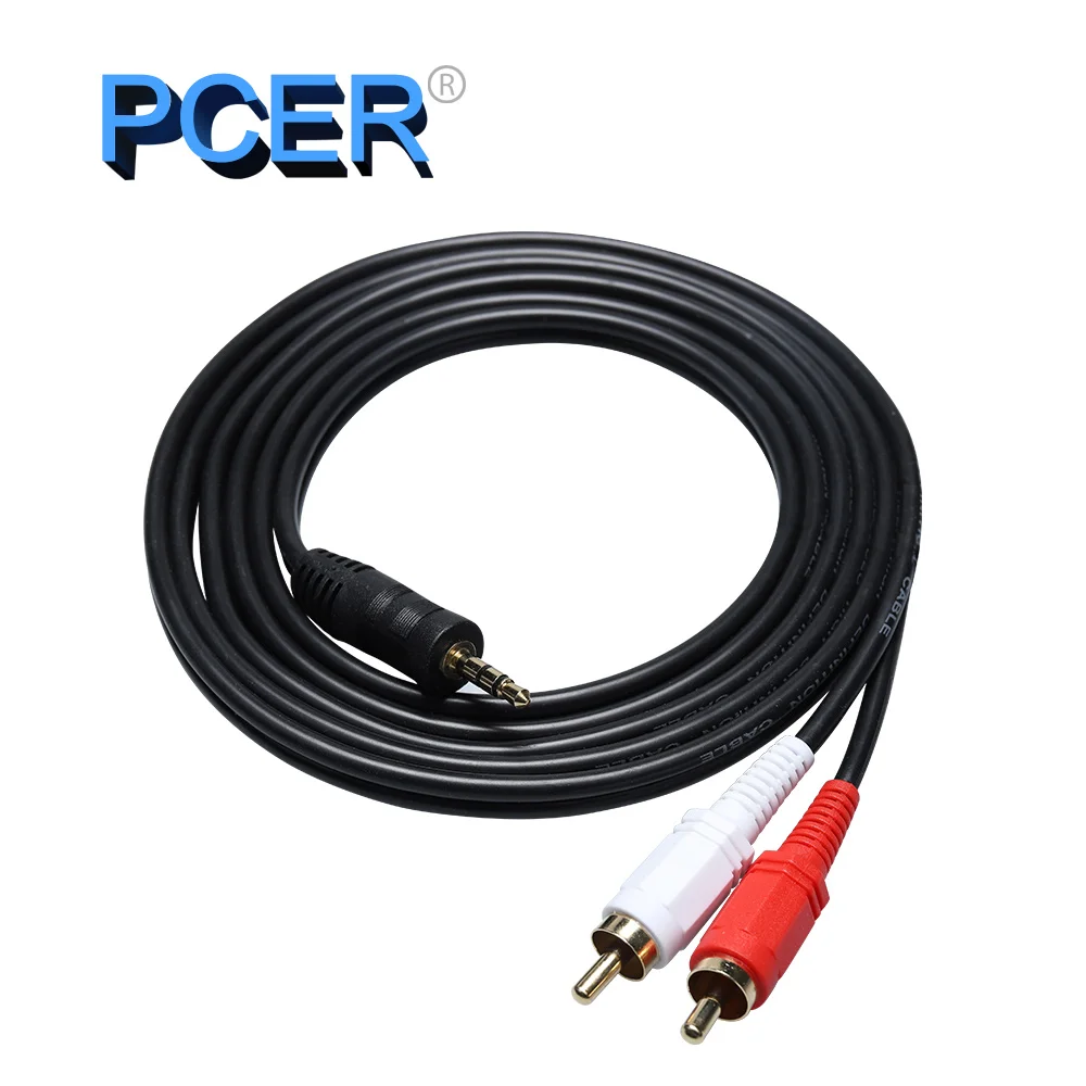 Аудиокабель PCER 2RCA на аудио 3 5 мм jack rca aux кабель 1 м 10 15 для мультимедиа Edifer домашний