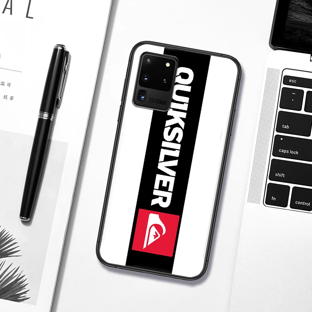 

Surf Skateboard Quiksilver Phone Case For Samsung Galaxy S 6 7 8 9 10 E 20 UITRA FE 21 Edge Note 8 9 10 Plus black Cover Pretty