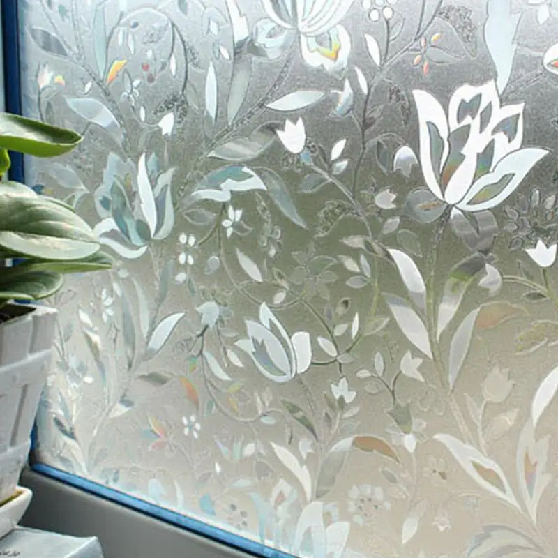 Статическая оконная стеклянная пленка для офиса ПВХ 3D тюльпан Конфиденциальная