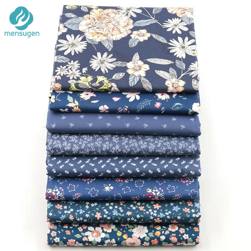 8 шт./лот 40 см * 50 темно-синий цветочный дизайн хлопковая ткань для лоскутного