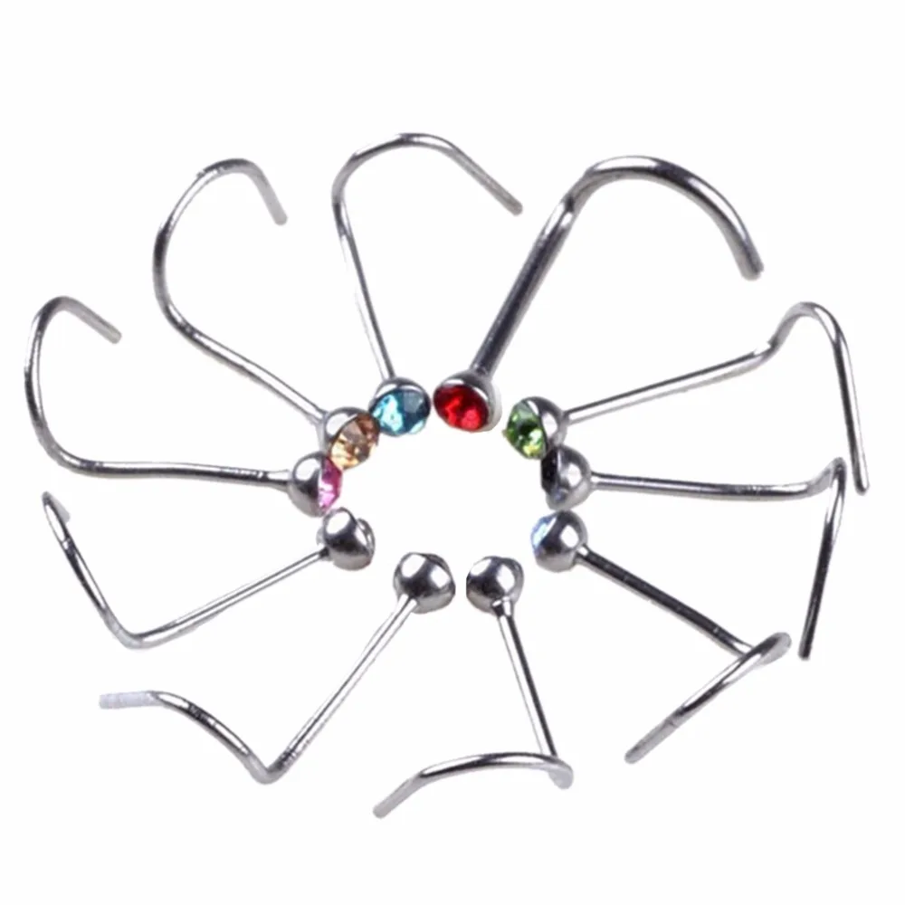 10 шт. шпильки для носа крючки пирсинга тела ювелирные изделия из нержавеющей