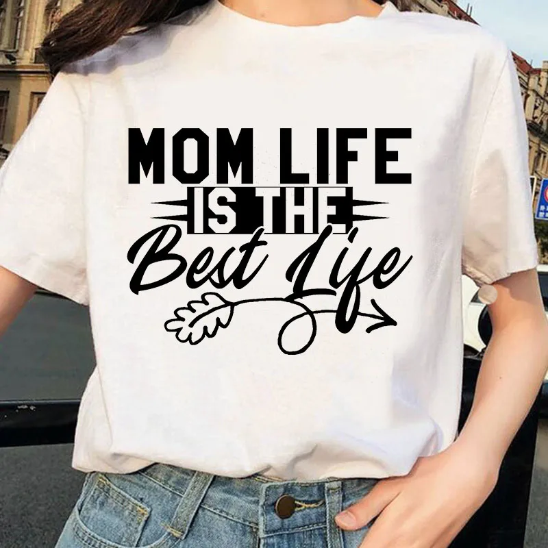

Summer Casual T Shirt Female Fashion Mom Life Letter Printed Women T-Shirts Short Sleeve Ulzzang Tshirt Femme