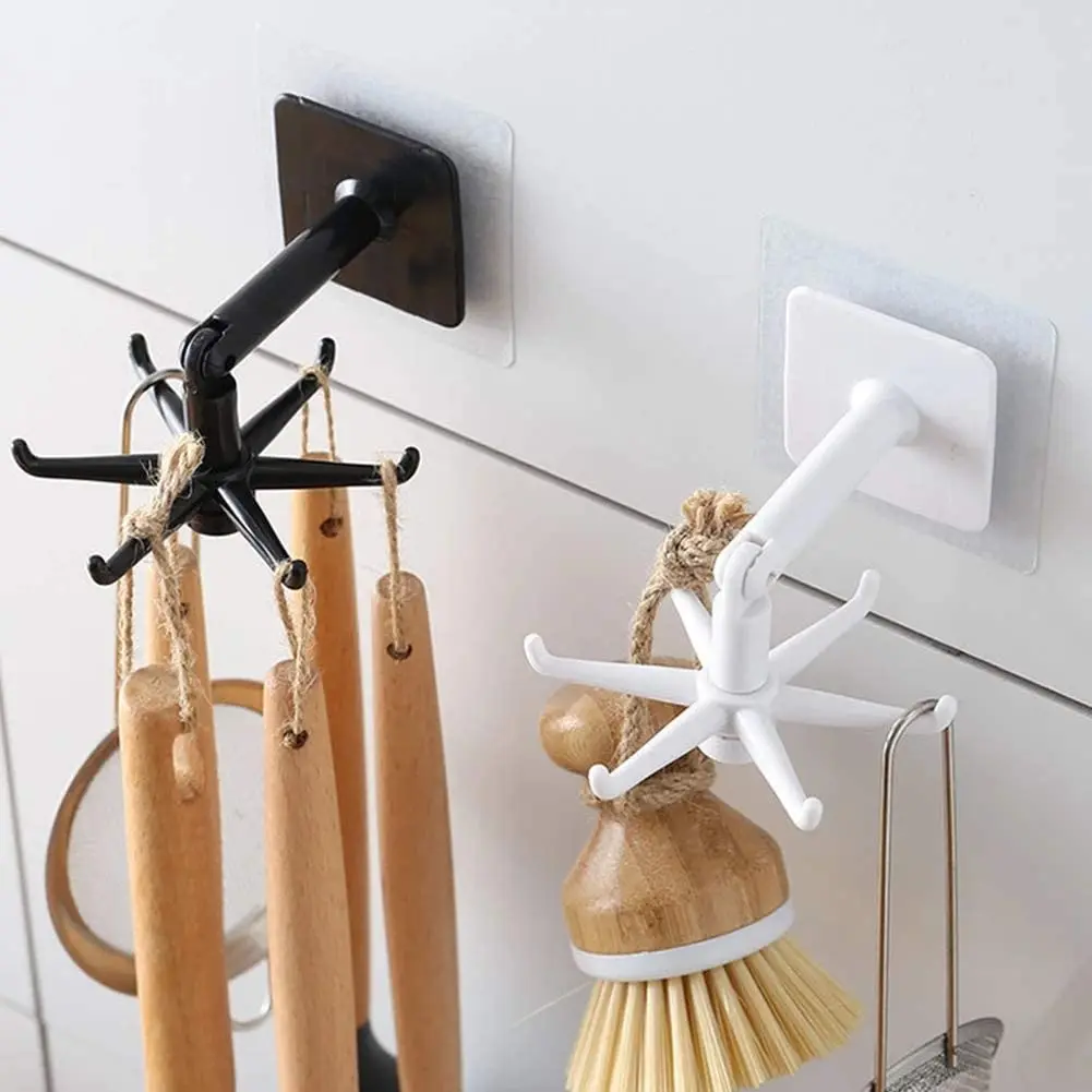 

Punch-free Multifunction Hooks 360 Degree Rotatable Kitchen Hook Home Storage Accessories Wall Self Adhesive Hanging Racks