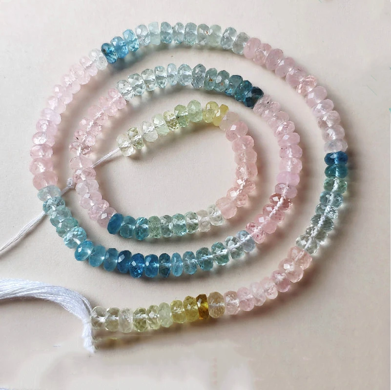 

ICNWAY 41cm Morganite Aquamarine Natural Gemstone 5mm Beads Roundel Faceted for Jewelry Making Necklace Earring Bracelet