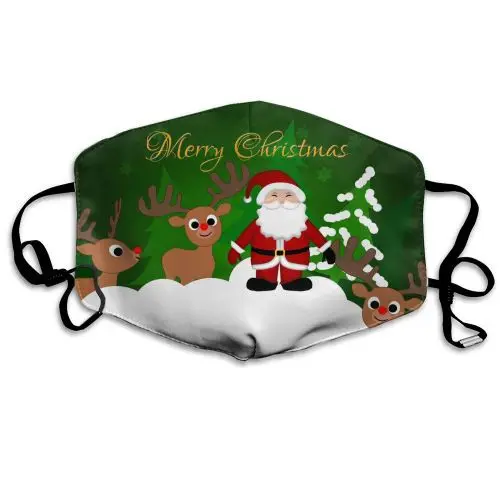 

1pc Adult Universal High-quality Mascarillas Christmas Elk Printed Mask Breathable Scarf Face Mask Halloween mask