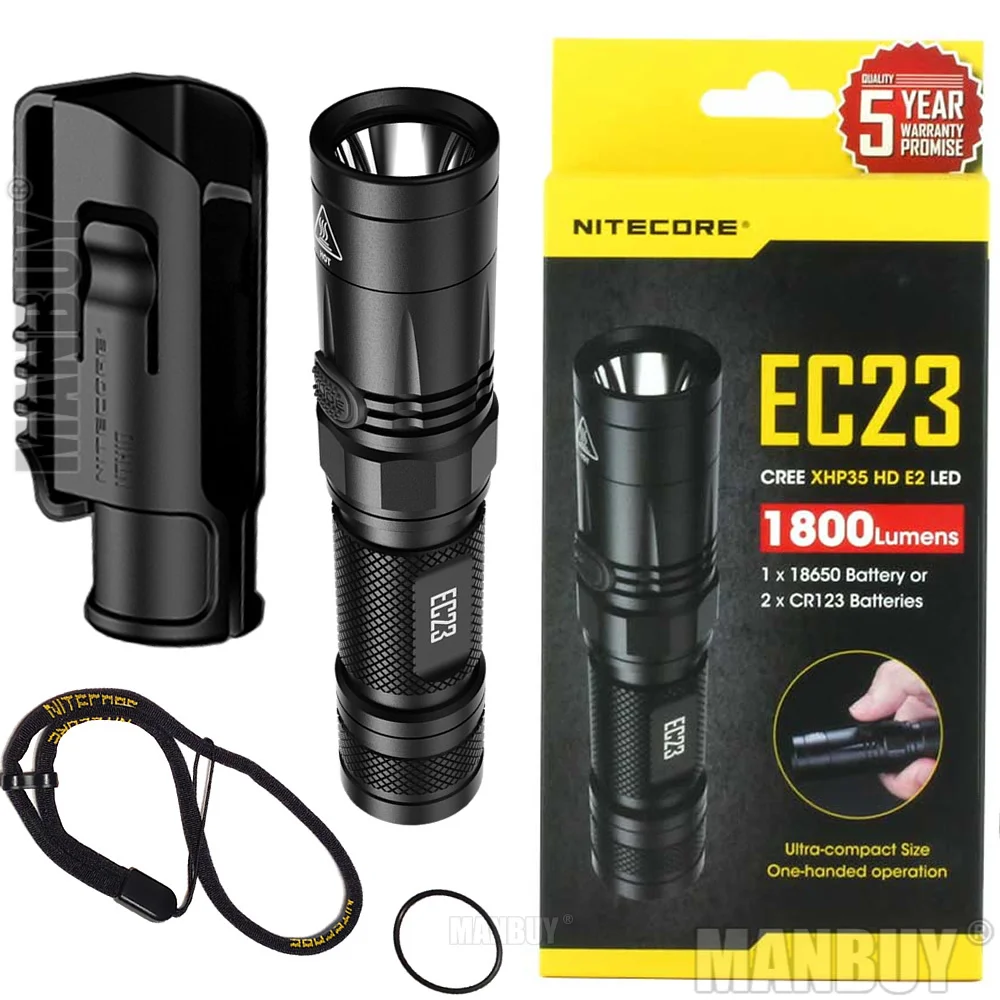 NITECORE EC23 with NTH10 Tactical Flashlight Holster 1800Lumen Cree XHP35 HD E2 LED Torch Wholesale Outdoor Sports Free Shipping