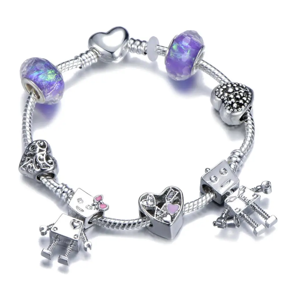 Женский браслет Bella & Rob с подвесками в виде робота бусинами стрелками подарочные