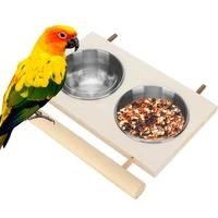 bird feeding cups with clamp parrots cage feeder bowl platform perch stand toys