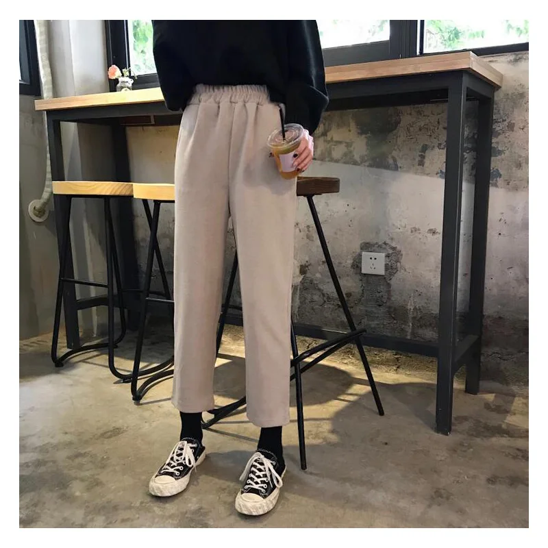 Новинка 2019 осень зима женские брюки вязаные шерстяные Свободные Элегантные