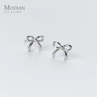 modian 2021 new tiny simple bowknot stud earrings for women girls kid 925 sterling silver jewelry korean style accessories gifts