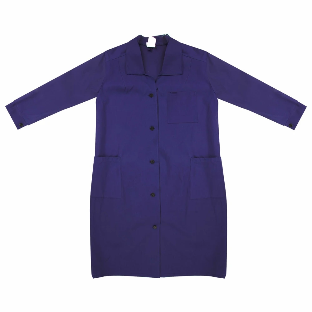 Women's blue dressing gown coarse calico size 44-46 height 170-176 density 142 g m2 610809 Medical uniforms Lab. Coat Workshop Uniforms Work Wear
