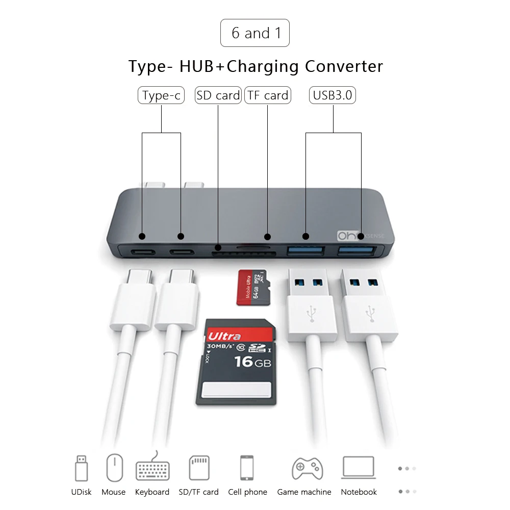 USB C концентратор с SD кардридером алюминиевый зарядный порт 3 0 конвертер для