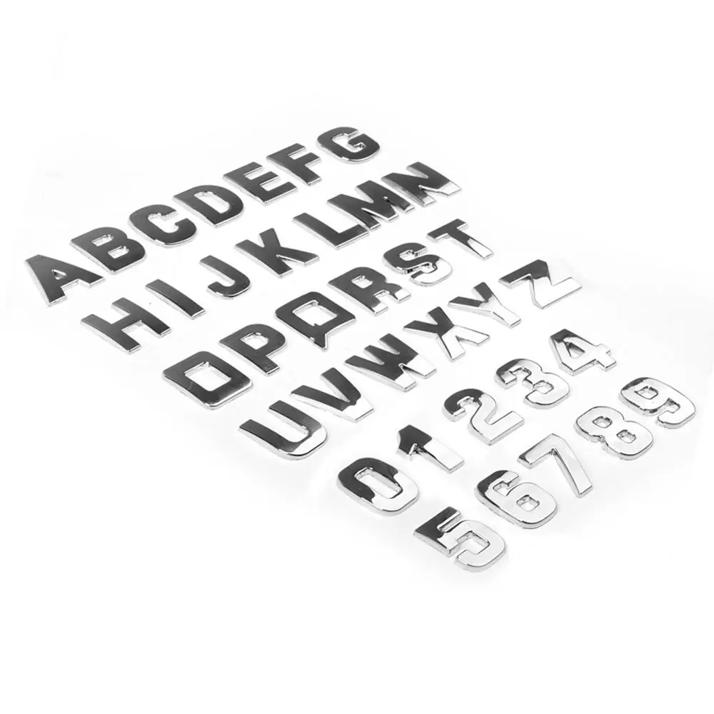 25MM Car Stickers 3D DIY Metallic Alphabet Sticker Emblem Letter Silver Badge Decoration For Cars Accesorios Auto Logo Styling - купить по
