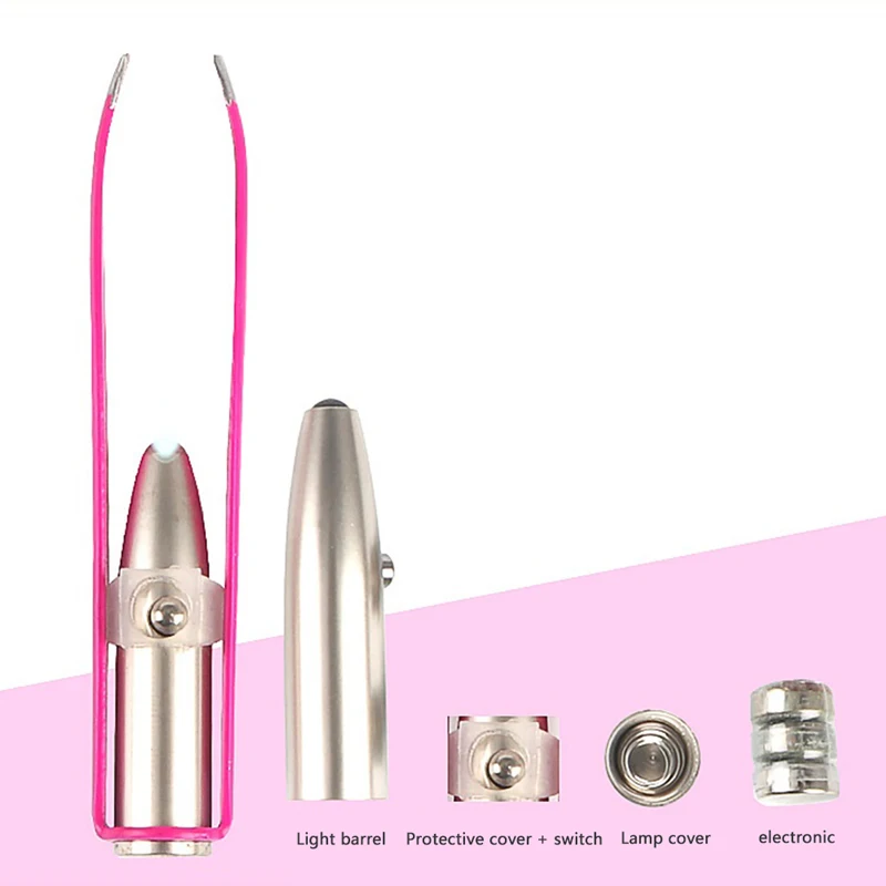 1 шт. портативный светодиодный Пинцет из нержавеющей стали для бровей инструмент