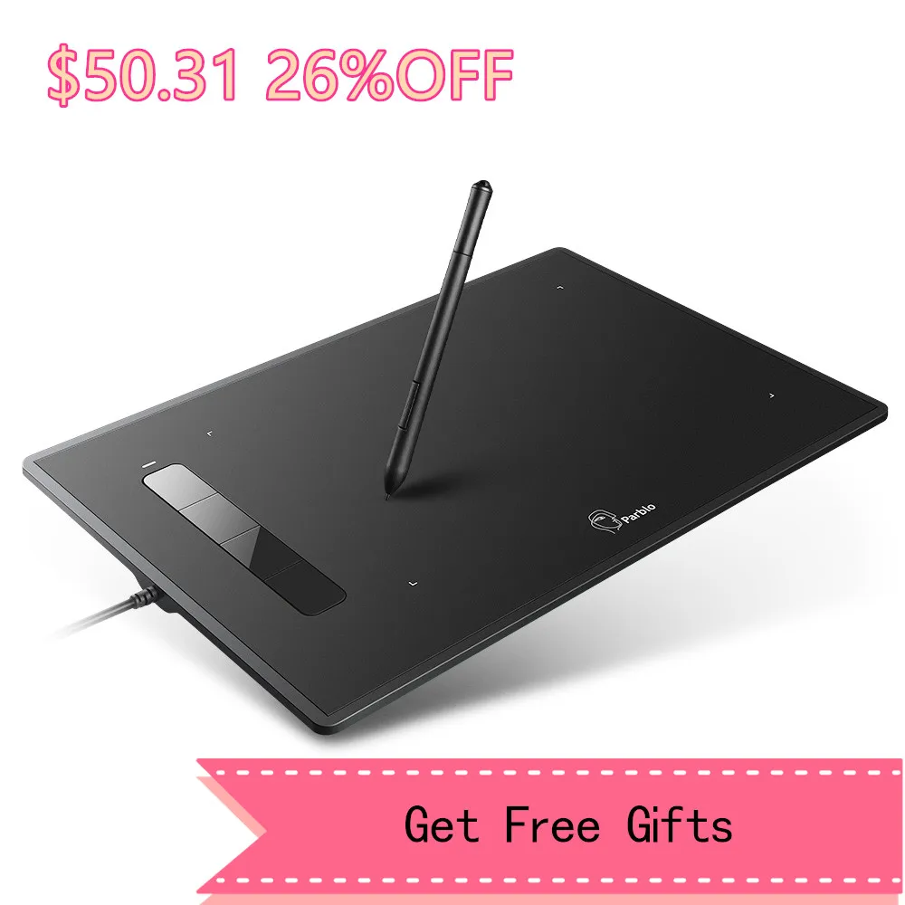 Графический планшет Parblo Island A609 8x5 дюймов 220 RPS 5080 LPI с 4 функциональными кнопками