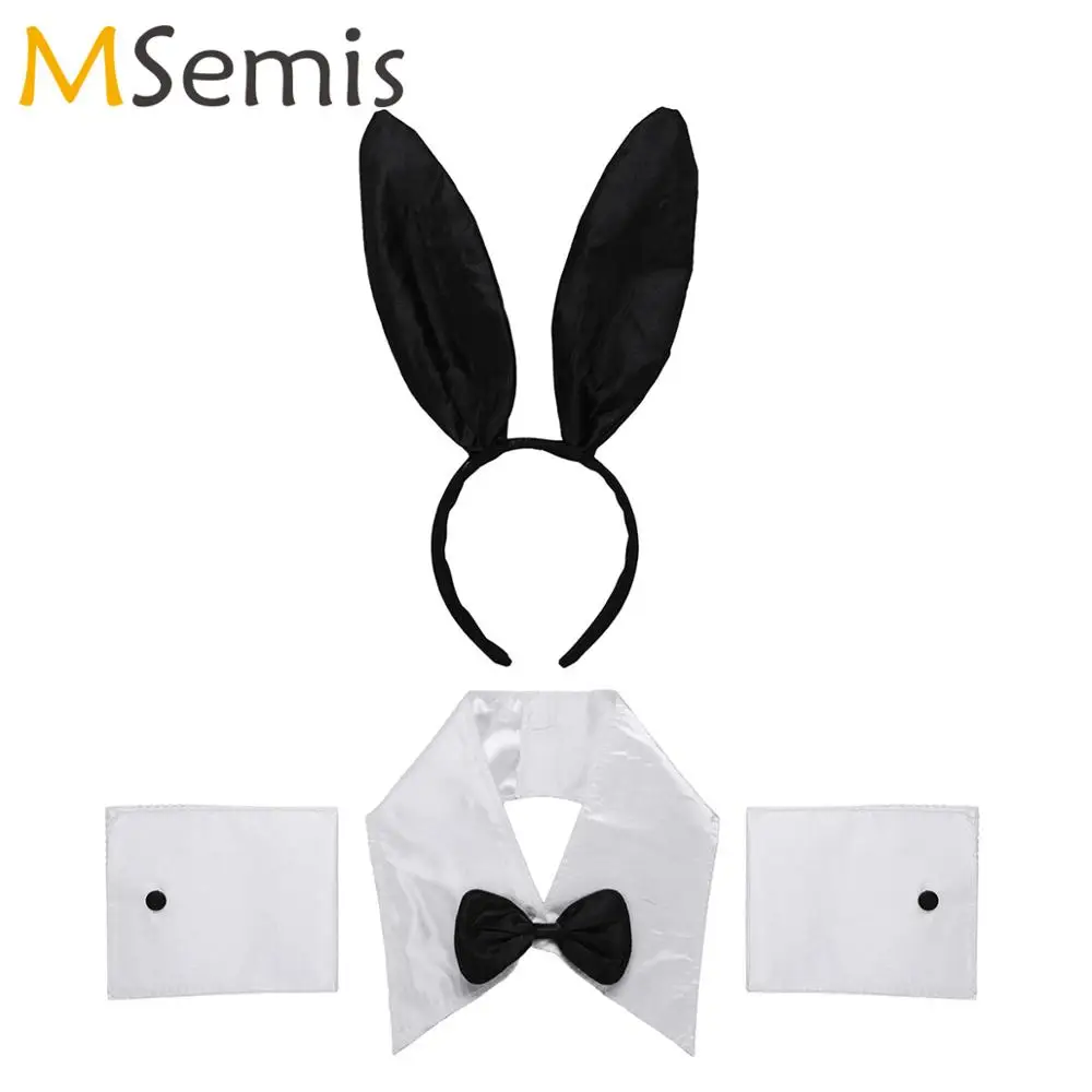 Сексуальный женский воротник из искусственного кролика галстук-бабочка манжеты