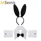 Сексуальный женский воротник из искусственного кролика, галстук-бабочка, манжеты для костюма на Хэллоуин, Рождество, вечеринку, косплей, кролик, аксессуары для девочек