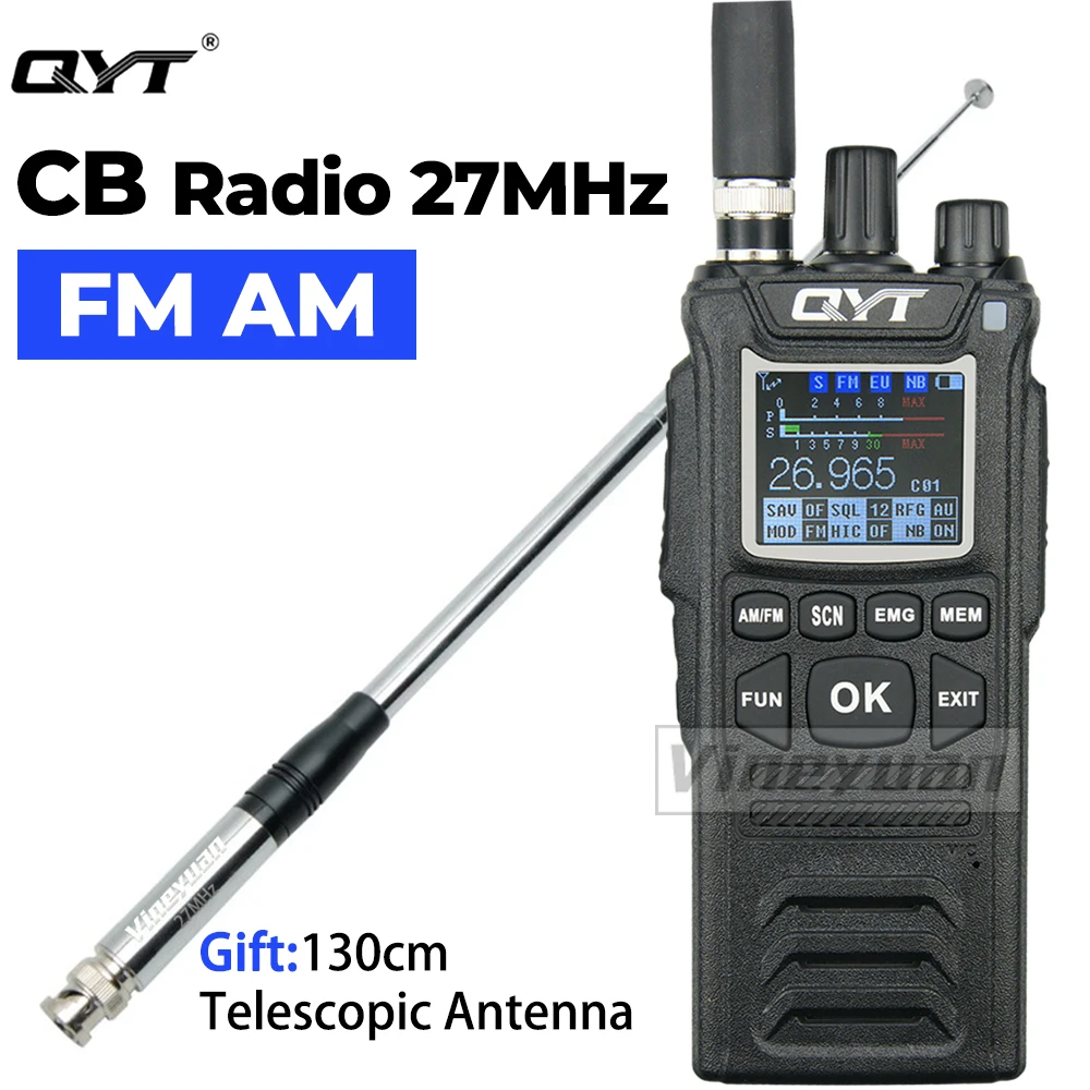 cb radio 27mhz qyt cb 58 26 965 27 405mhz fm am mode citizen band radio cb58 4w handheld walkie talkie with telescopic antenna free global shipping