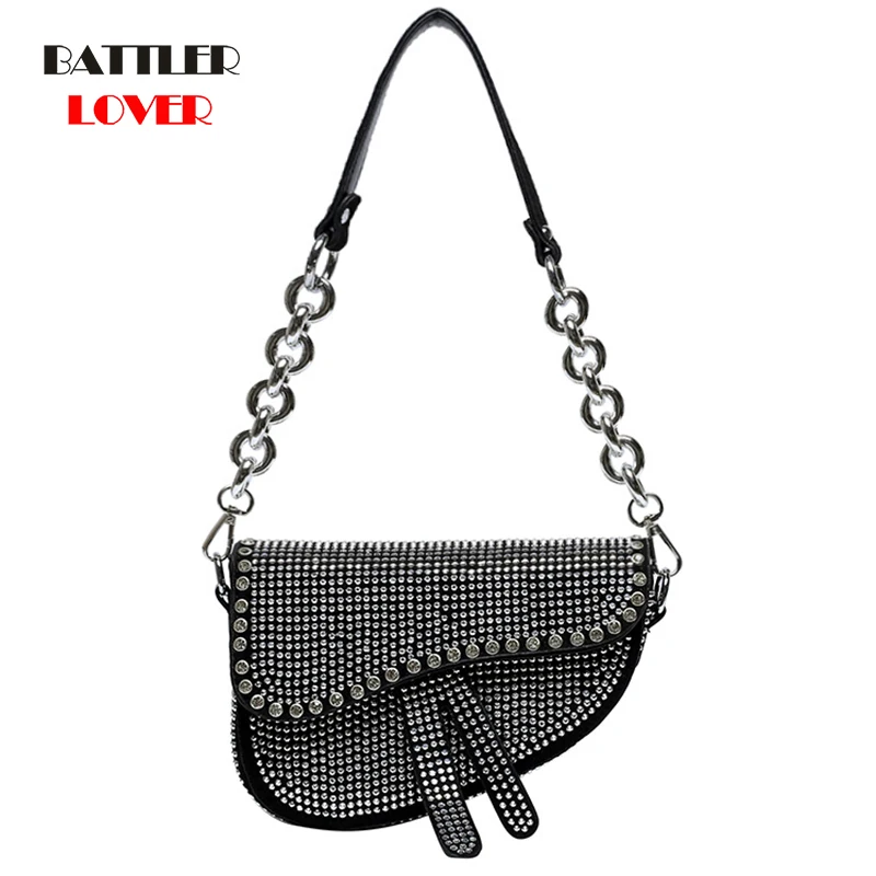 

New Saddle Shoulder Bags For Women 2021 Diamond Design Handbags Female Luxury Brand Crossbody Purses Ladies Classic Party Flaps