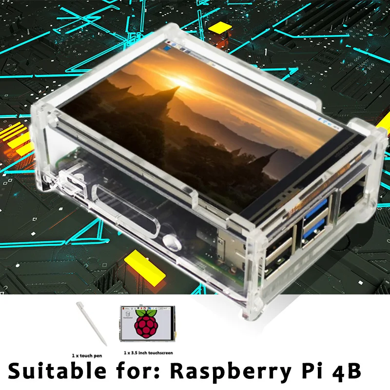 Комплект для Raspberry Pi 4 Модель B 3,5 дюймов Сенсорный экран Дисплей монитор 480x320 ЖК-дисплей оболочка радиатора Экран стилус для сенсорного экрана