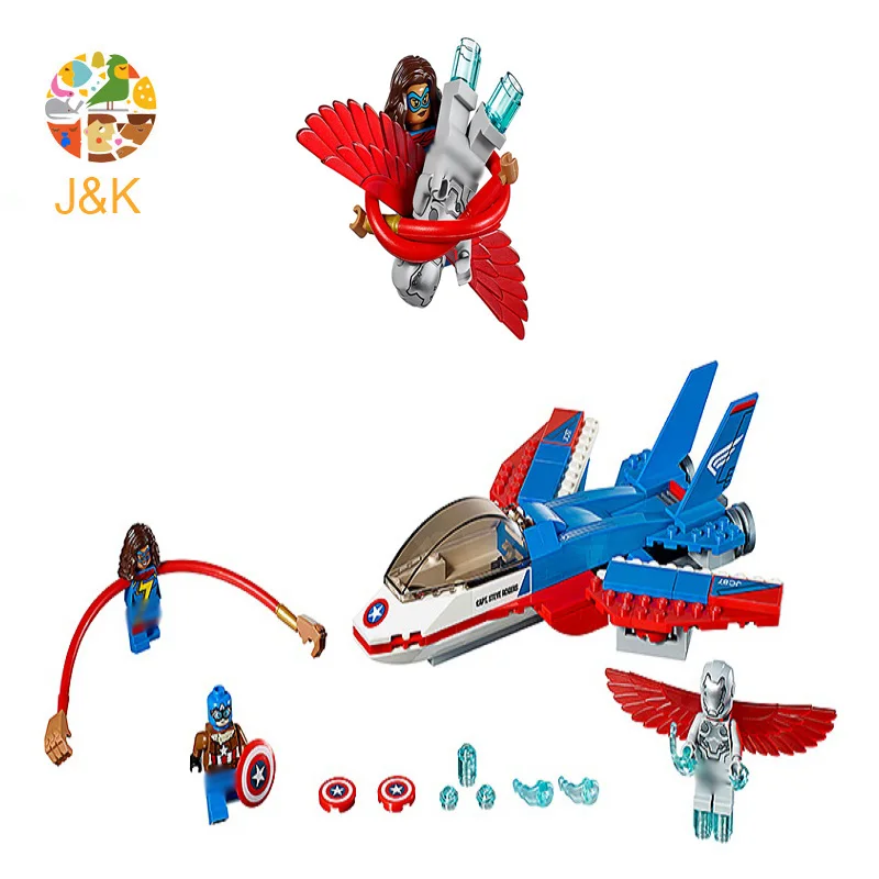 76076 Супер Герои серии Капитан Америка Jet Pursuit супер адаптоиды модель строительные