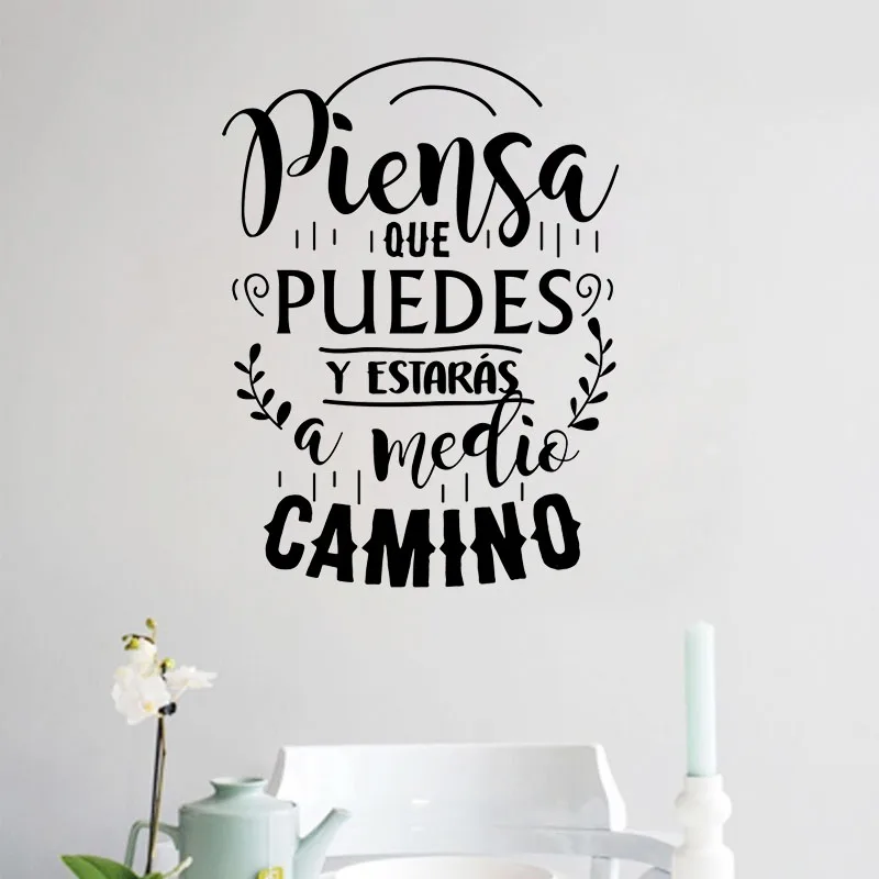 

Наклейки на стену с надписью «Piensa Que Estaras A средняя дорога», мотивация фраза, искусство, Виниловые фрески, декоративные испанские Фотообои