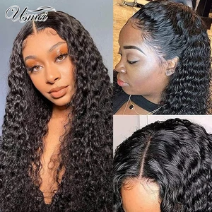 Usmei Water Wave Synthetic Lace Frontal Wigs T-part Lace Front Wigs for Black Women Pre Plucked Lace Front Wig With Baby Hair