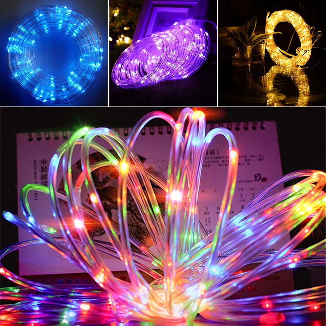 

10M LEDs Solar Powered Tube Rope Fairy String Lights Waterproof Outdoor Garden Holidays Weddings Parties Waterproof Design