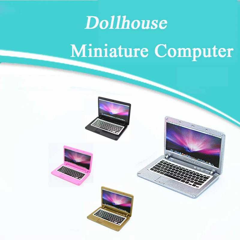 Милый Миниатюрный Кукольный Мини ноутбук с имитацией из сплава в масштабе 1:12