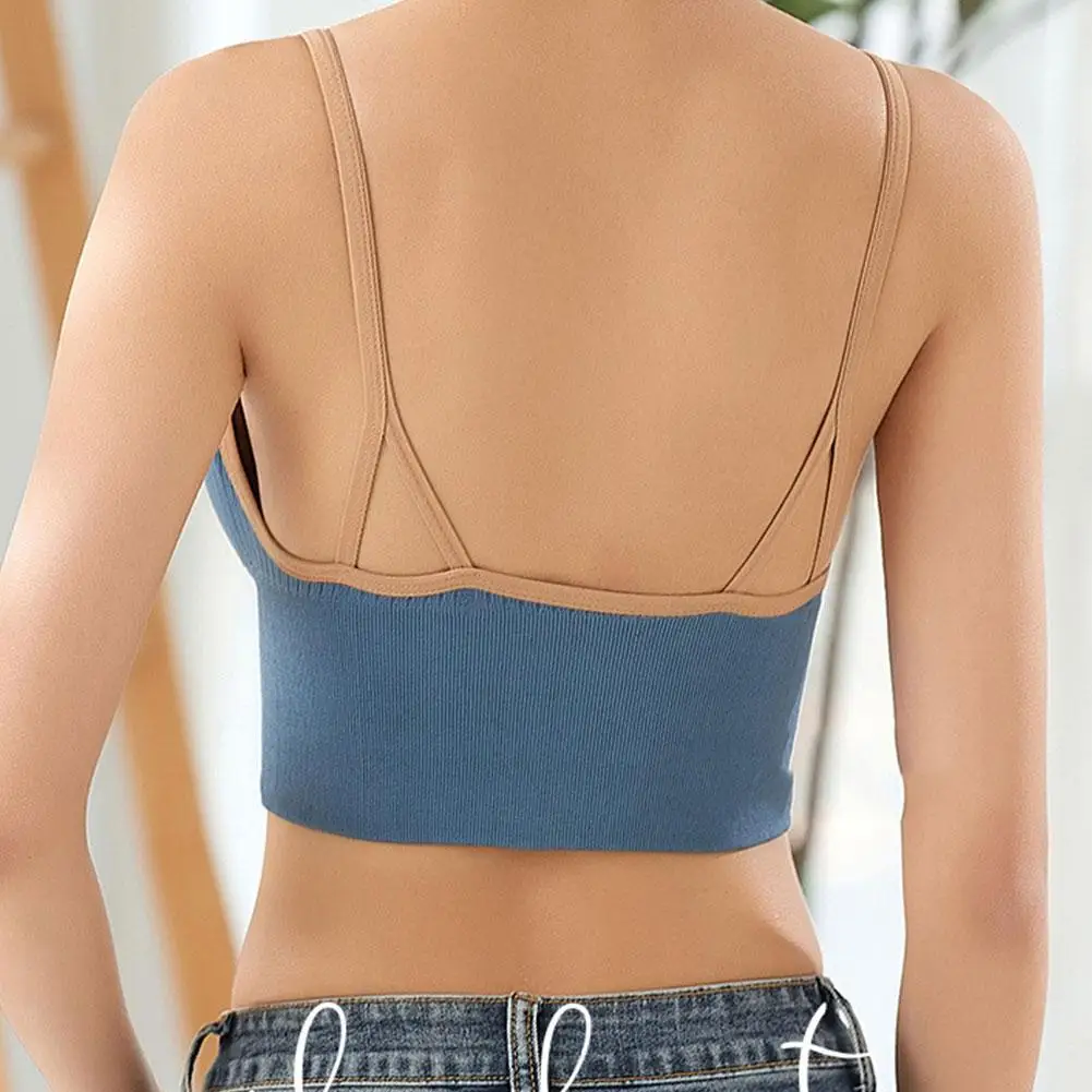 

Корейский укороченный топ в полоску, облегающий универсальный топ на бретелях-спагетти с открытыми плечами, Женский Топ без рукавов H6Y6