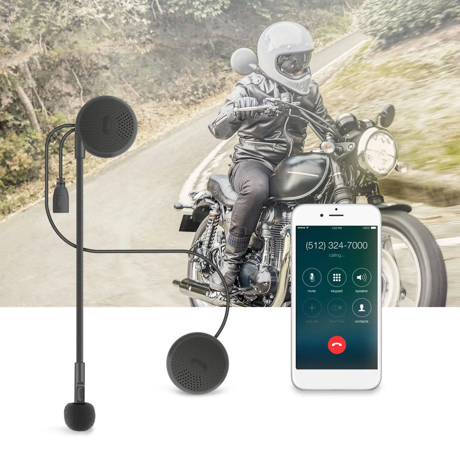 

Беспроводная Bluetooth-гарнитура для мотоциклетного шлема, время воспроизведения 15 часов