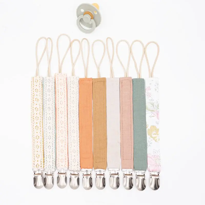 Cotton Linen Pacifier Clips Chain Dummy Holder Nipple Soother For Infant Baby Feeding