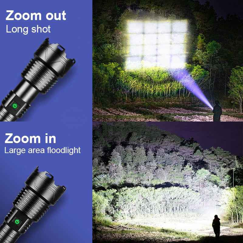 xhp199 most powerful led flashlight rechargeable tactical torch light xhp160 xhp90 high power led flashlight usb hunting lantern free global shipping