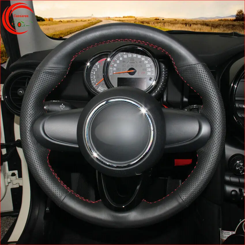 

Black Leather Car Steering Wheel Cover For Mini Roadster 2012-2015 Coupe 2010-16