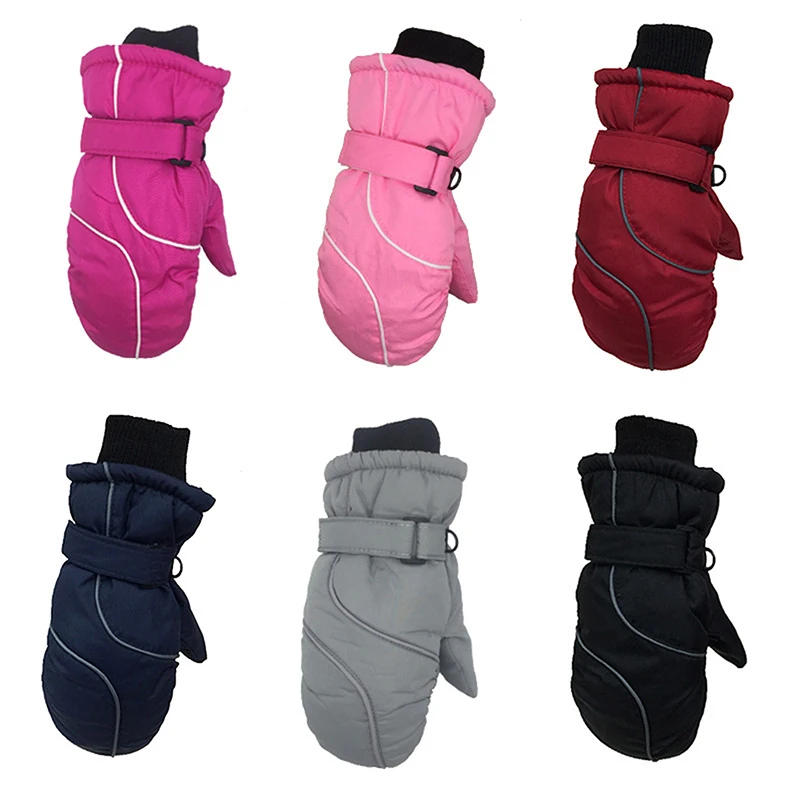 

Модные детские зимние теплые перчатки для снега, 1 пара, новые ветрозащитные водонепроницаемые утепленные варежки для катания на лыжах для ...