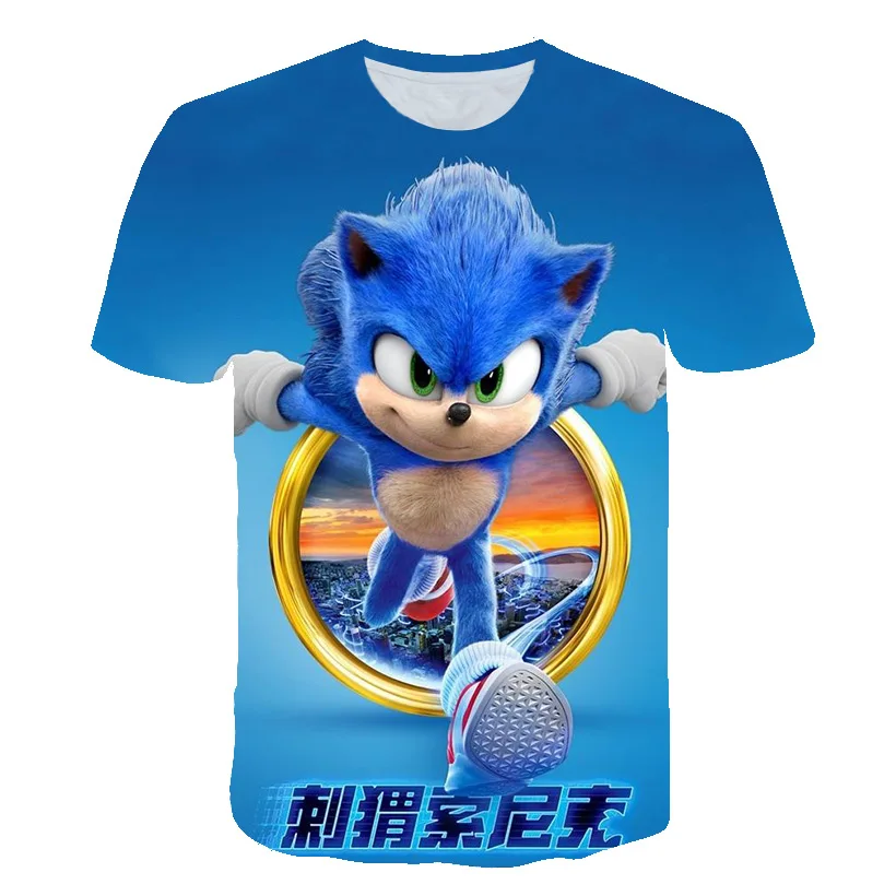 

2021 Summer Kids Clothes Short Sleeve 3d Cartoon Printed Sonic T Shirt For Boys Children Tops 4t-14t Boys Streetwear Teenager