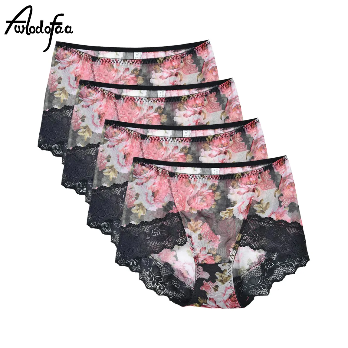 Кружевные Трусы со средней талией 4 шт./набор нижнее белье женские трусы