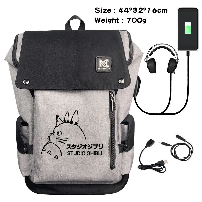 

Anime My Neighbor Totoro Backpack Boys Girls Student Schoolbags Men Usb Charging Laptop Bags Casual Travel Knapsack