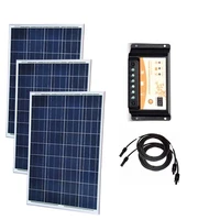 solar kit 300w 12v solar panel 100w 3pcs polycrystalline solar charge controller 12v24v 20a motorhomes caravan car camp fish