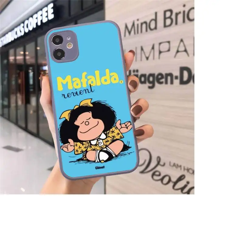 

mafalda Phone Case Matte Transparent for iPhone 7 8 11 12 s mini pro X XS XR MAX Plus cover funda