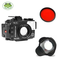 seafrogs tg 6 60m195ft waterproof underwater diving camera housing case for olympus tg 6 w fisheye two color