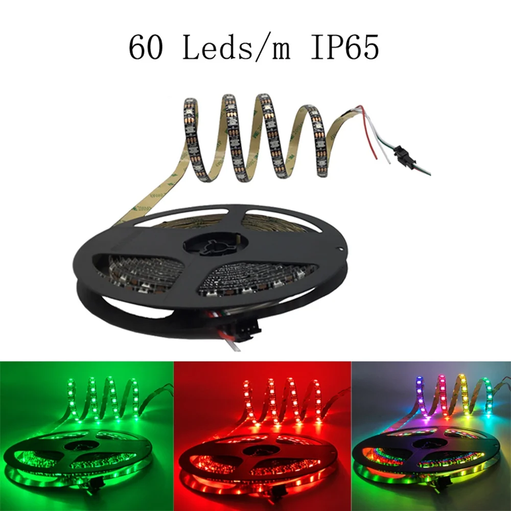 WS2812B WS2812 RGB светодиодный светильник водонепроницаемый индивидуально адресуемый умный RGB светодиодный светильник для украшения дома 1 м 2 м 3 м 4 м 5 м