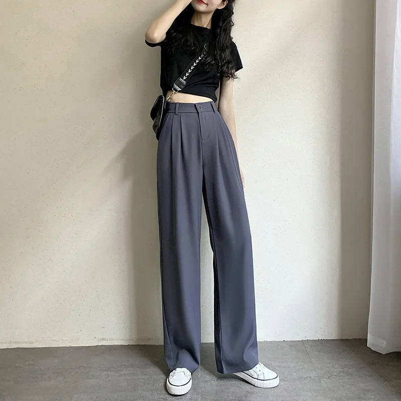 

Women Suit Pants Spring Office Lady Long Trousers Casual Solid Wide Leg Trousers Streetwear Suit Full-Length