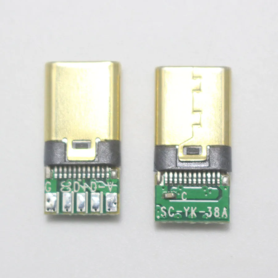 1 Набор позолоченных 5Pin OTG USB Type-C сварных штепсельных вилок для самостоятельного