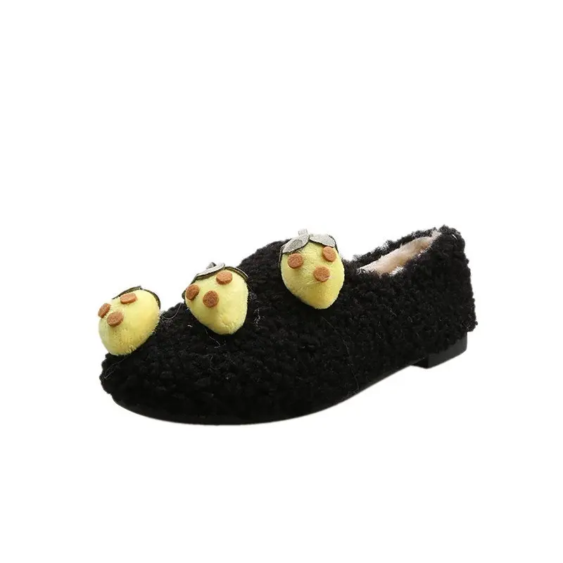 

Loafers Fur Korean Shoes Female Footwear Shallow Mouth Autumn Casual Sneaker Women Soft Round Toe 2021 Dress Fall Winter