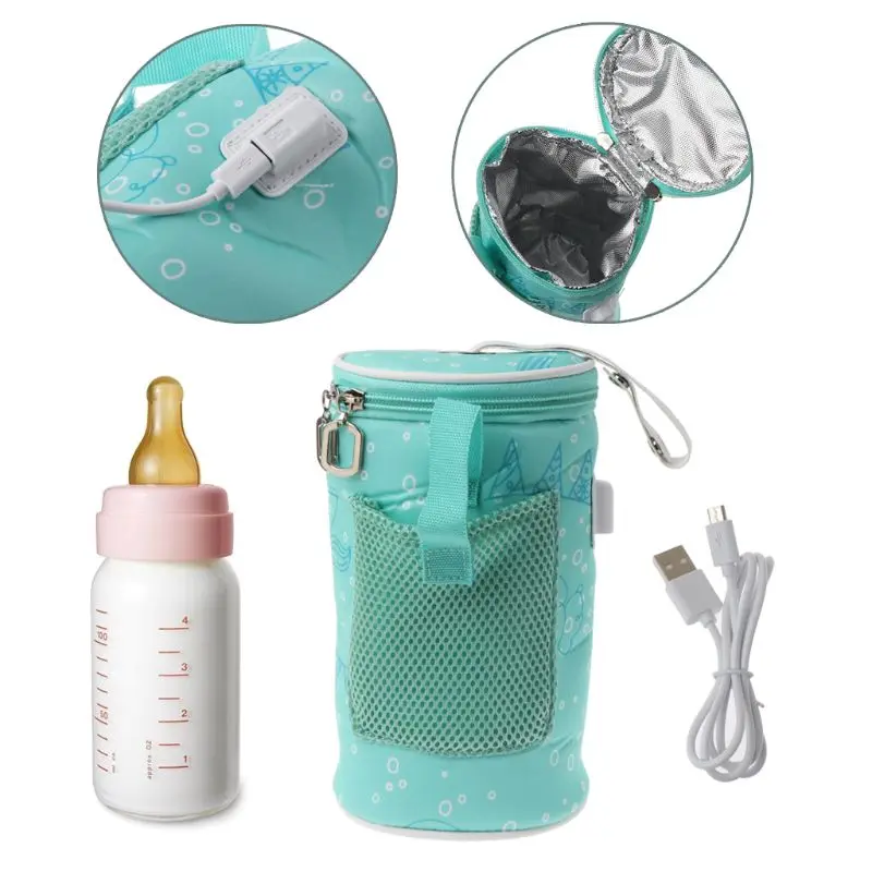 

W3JF USB Baby Bottle Warmer Heater Insulated Bag Travel Cup Portable In Car Heaters Drink Warm Milk Thermostat Bag For Feed