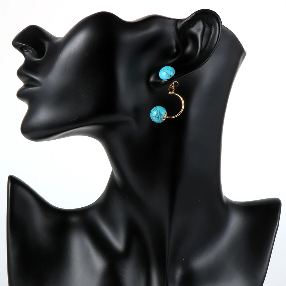 Женские серьги-гвоздики в стиле бохо с натуральным камнем украшенные