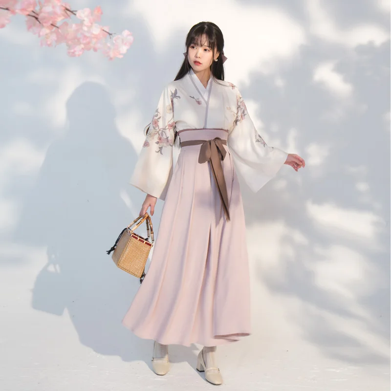 

2020 Cotton Women Full Sleeve Japanese Kimono Yukata Korean Traditional Dress Hanbok Costume Hanbok Printing Hanfu Dress